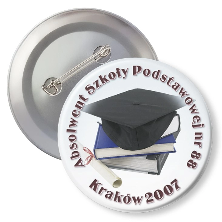 przypinka z agrafką Absolwent SP nr 88 Kraków 2007