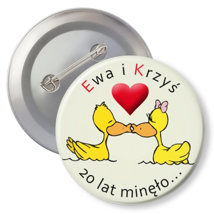 przypinka z agrafką Ewa i Krzyś