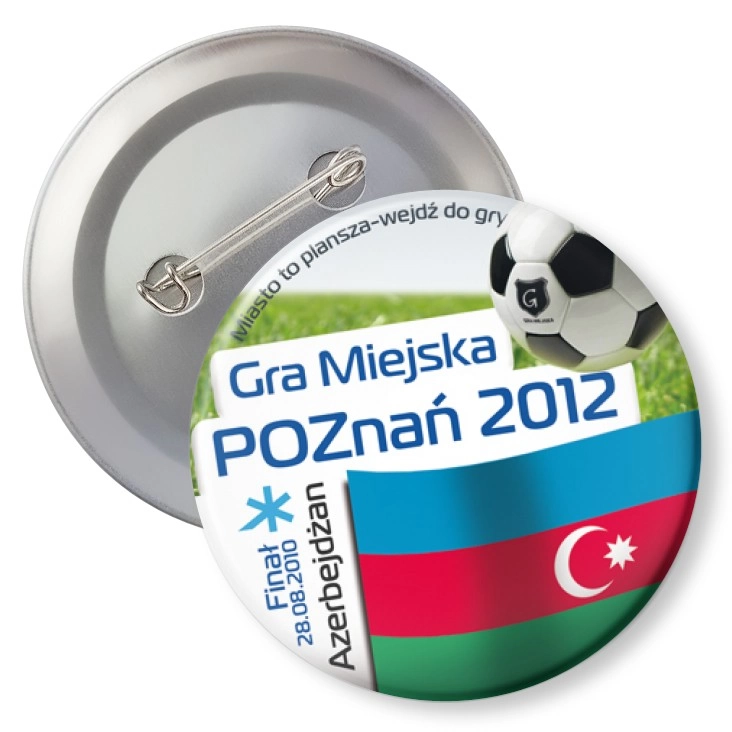 przypinka z agrafką Gra Miejska - Poznań 2012 - Azerbejdżan