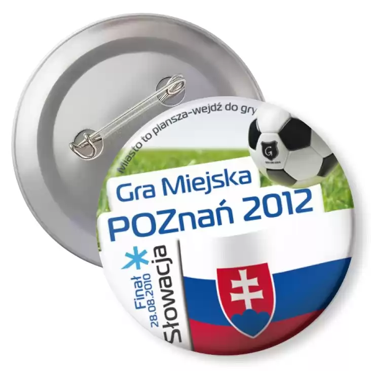 przypinka z agrafką Gra Miejska - Poznań 2012 - Słowacja