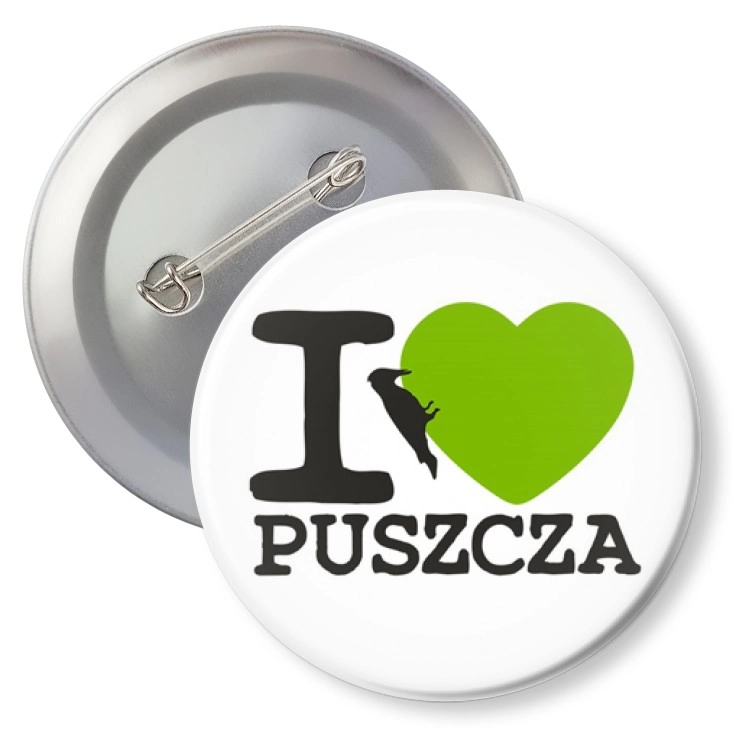 przypinka z agrafką I love Puszcza