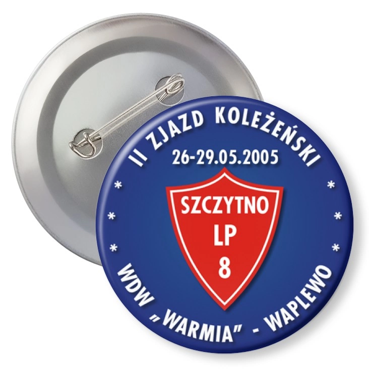 przypinka z agrafką II Zjazd Koleżeński WDW Warmia - Waplewo