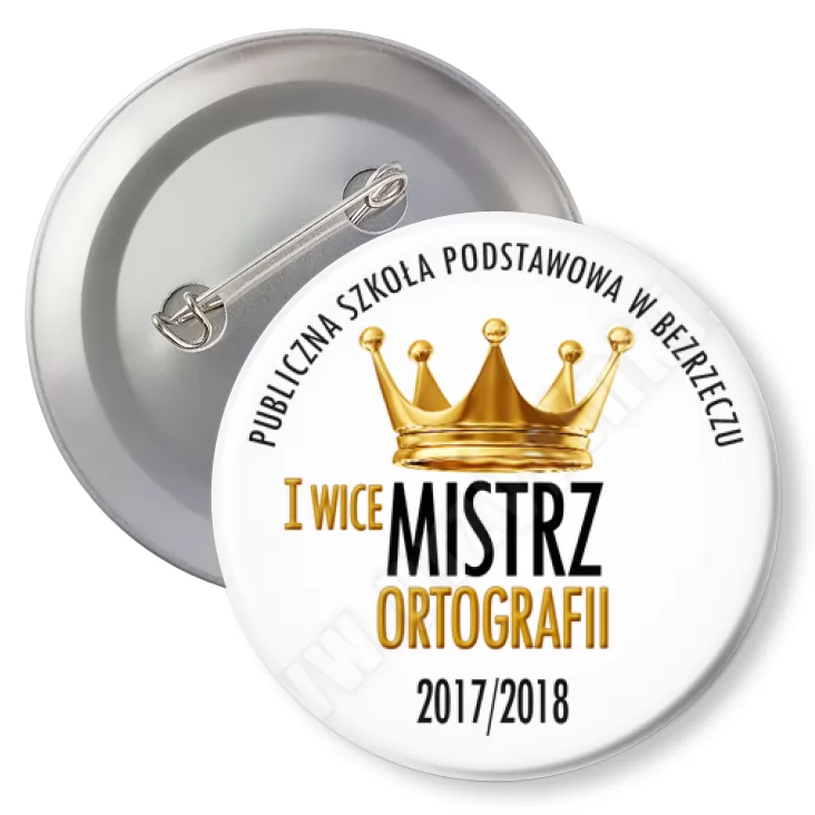 przypinka z agrafką Mistrz Ortografii