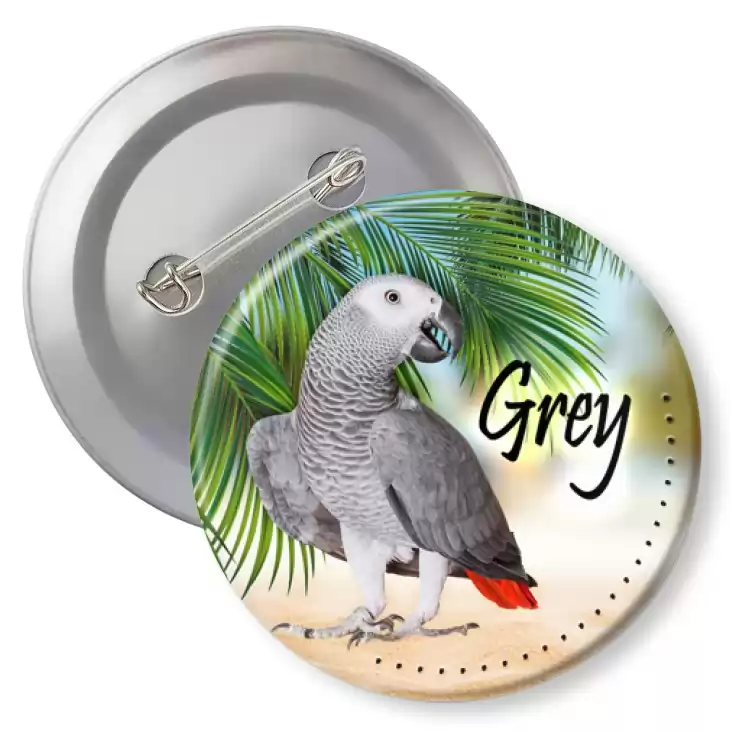 przypinka z agrafką Papugarnia Carmen - Grey