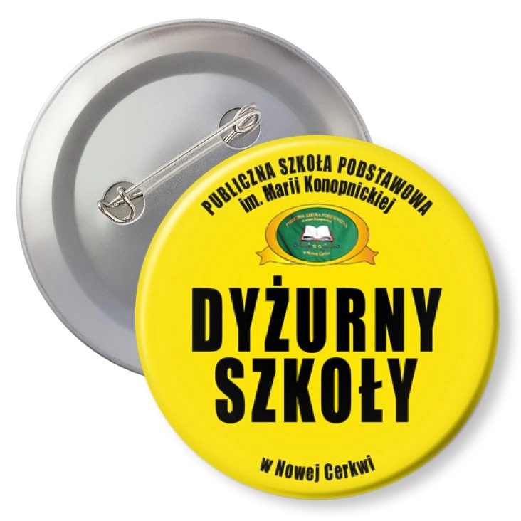 przypinka z agrafką SP w Nowej Cerkwi - dyżurny szkoły