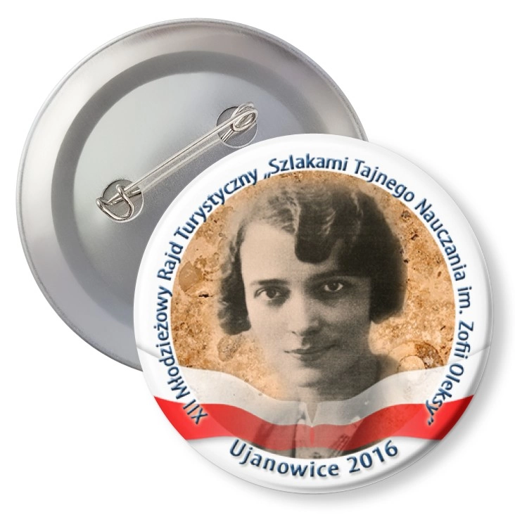 przypinka z agrafką Szlakami Tajnego Nauczania im. Zofii Oleksy