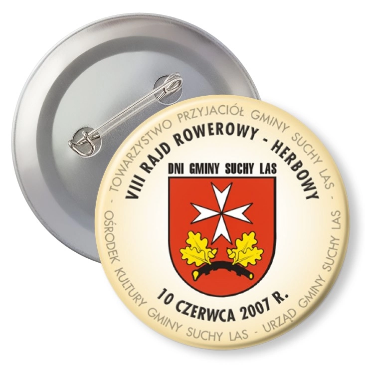 przypinka z agrafką VIII Rajd Rowerowy Herbowy - Sychy Las 2007