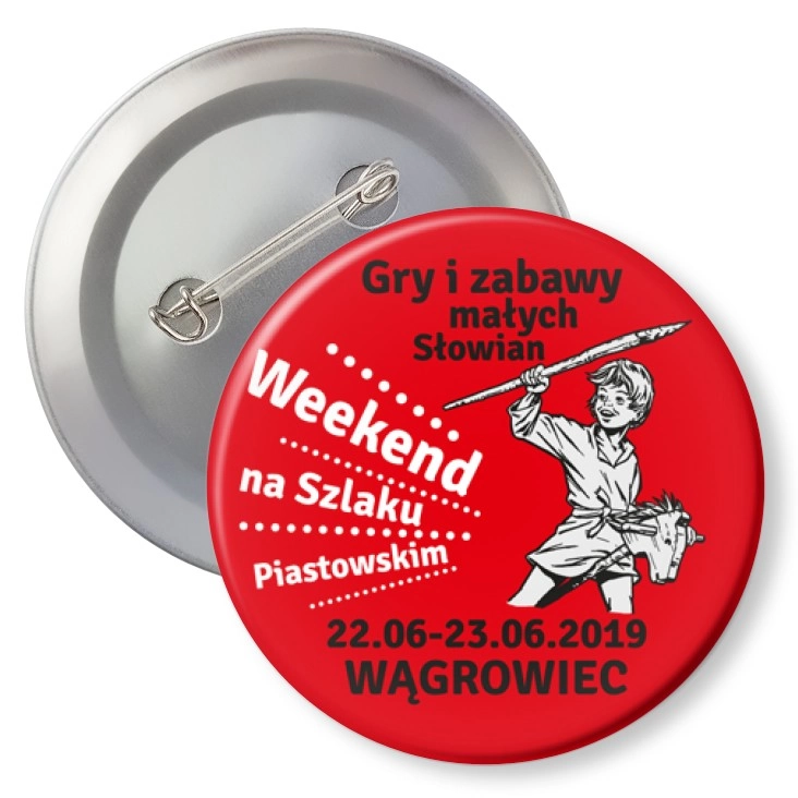 przypinka z agrafką Weekend na Szlaku Piastowskim