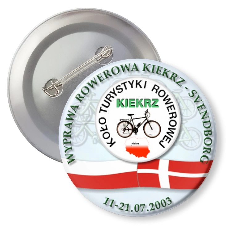 przypinka z agrafką Wyprawa Rowerowa Kiekrz - Svendborg