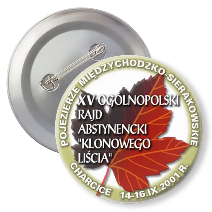 przypinka z agrafką XV Ogólnopolski Rajd Abstynencki Klonowego Liścia