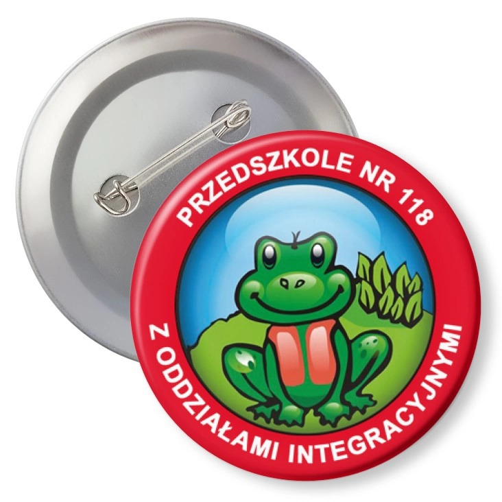 przypinka z agrafką Przedszkole nr 118 z oddziałami integracyjnymi