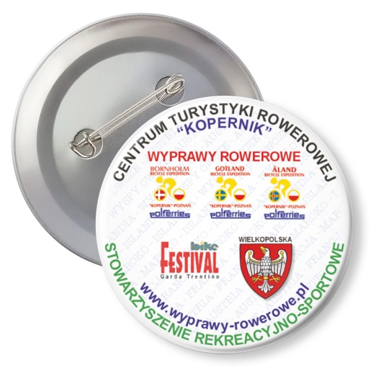 przypinka z agrafką Centrum Turystyki Rowerowej Kopernik