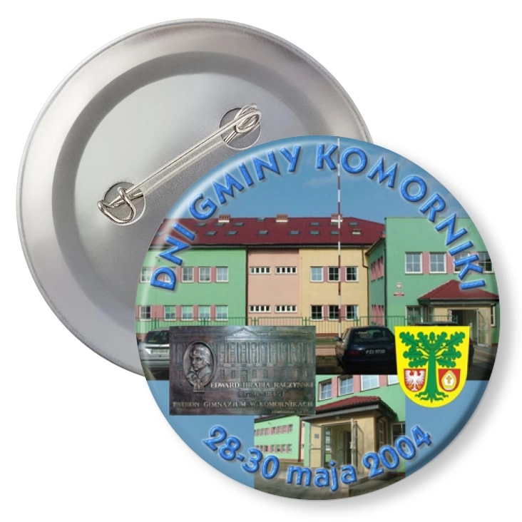 przypinka z agrafką Dni Gminy Komorniki 2004