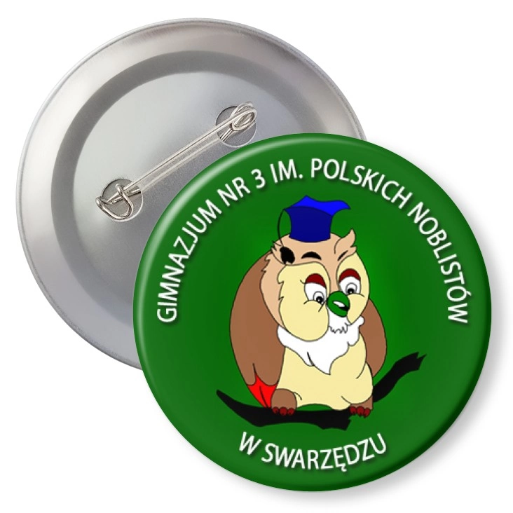 przypinka z agrafką Gimnazjum nr 3 w Swarzędzu