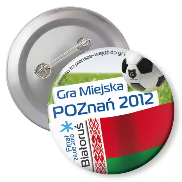 przypinka z agrafką Gra Miejska - Poznań 2012 - Białoruś
