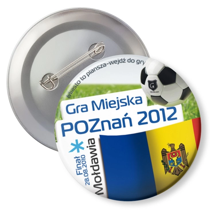 przypinka z agrafką Gra Miejska - Poznań 2012 - Mołdawia