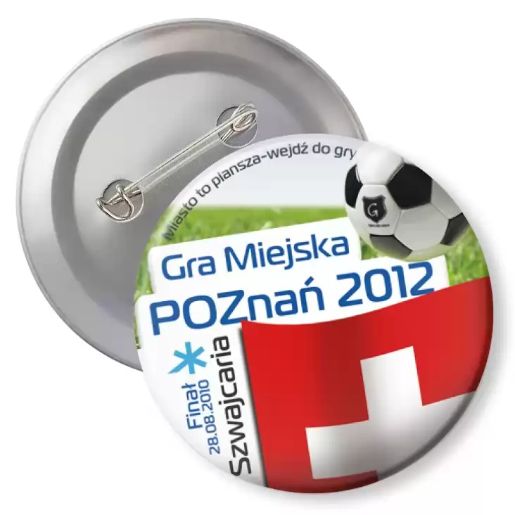 przypinka z agrafką Gra Miejska - Poznań 2012 - Szwajcaria