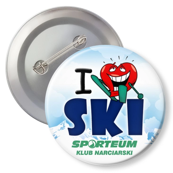 przypinka z agrafką I love ski