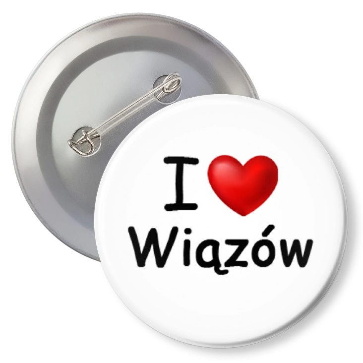 przypinka z agrafką I love Wiązów