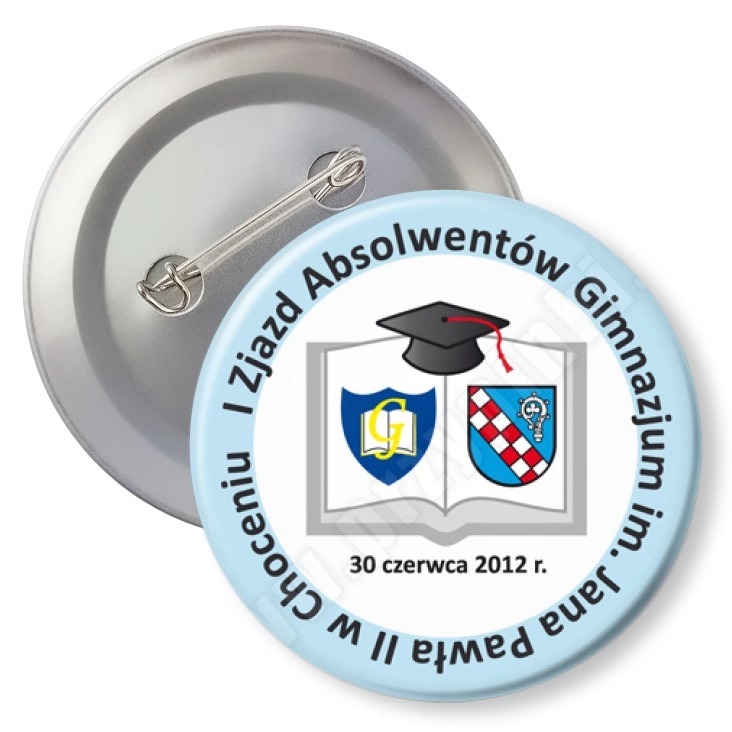 przypinka z agrafką I Zjazd Absolwentów Gimnazjum w Choceniu