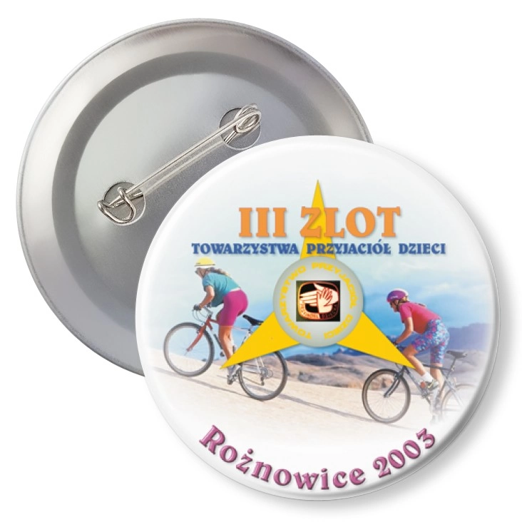 przypinka z agrafką III Zlot Towarzystwa Przyjaciół Dzieci - Rożnowice 2003