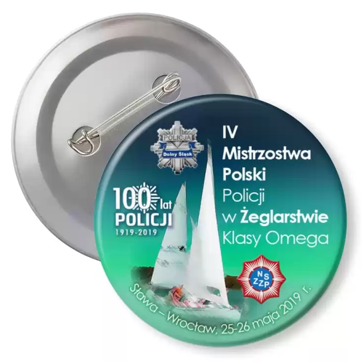 przypinka z agrafką IV Mistrzostwa Polski Policji w Żeglarstwie