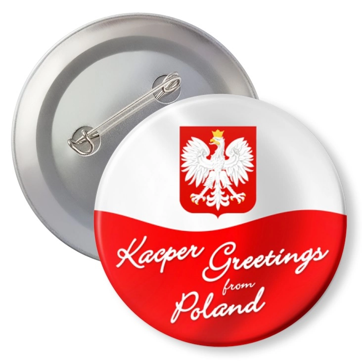 przypinka z agrafką Kacper Greeings from Poland