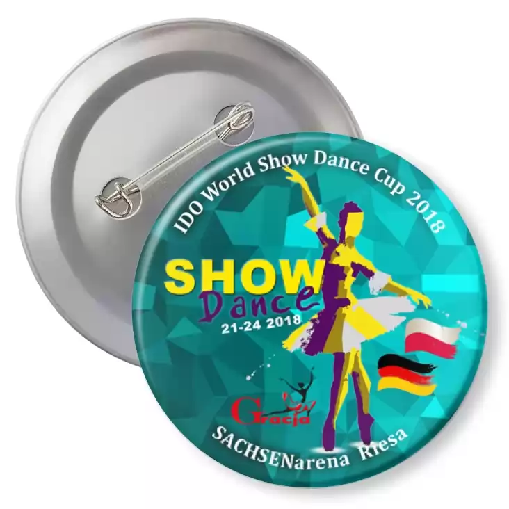 przypinka z agrafką Mistrzostwa Świata IDO World Show Dance