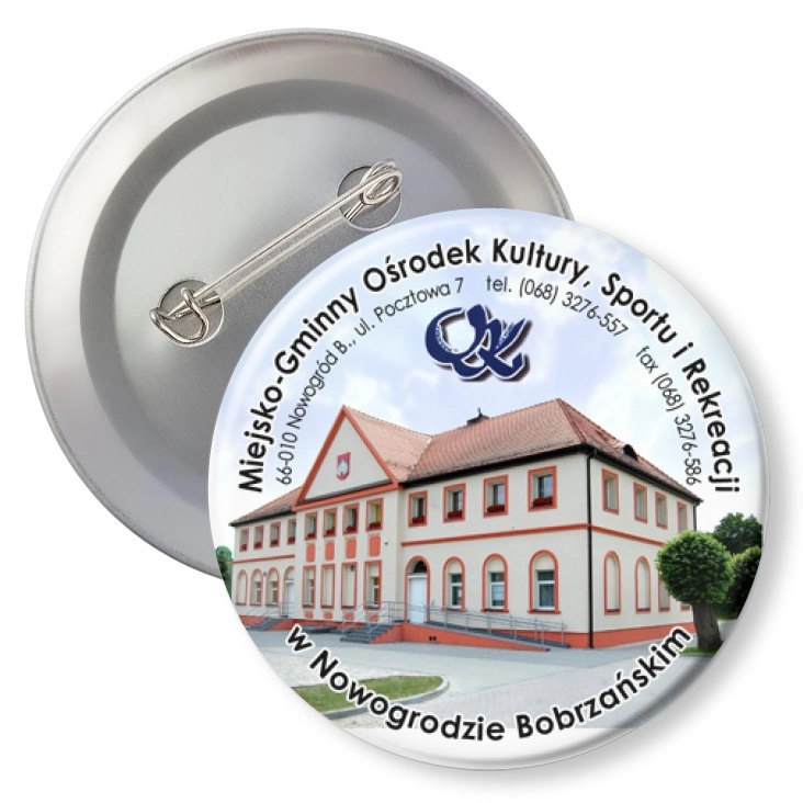 przypinka z agrafką Ośrodek Kultury w Nowogrodzie Bobrzańskim