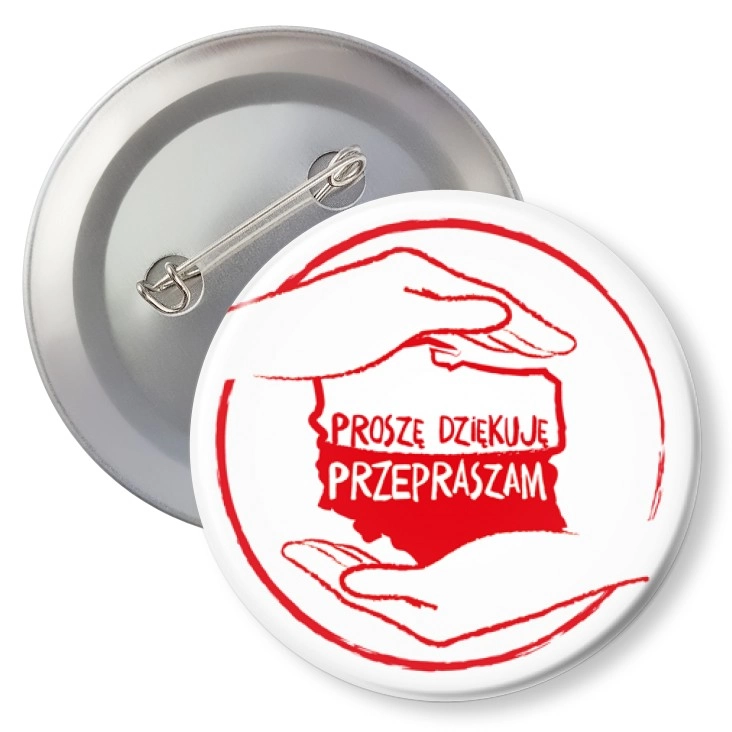 przypinka z agrafką Proszę Dziękuję Przepraszam