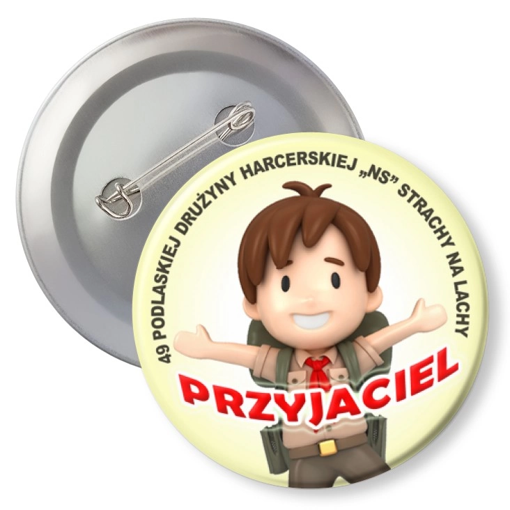 przypinka z agrafką Przyjaciel 49 Podlaskiej Drużyny Harcerskiej NS Strachy na Lachy