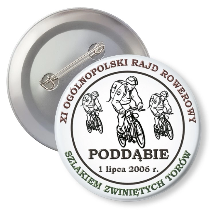 przypinka z agrafką XI Ogólnopolski Rajd Rowerowy - Poddąbie 2006