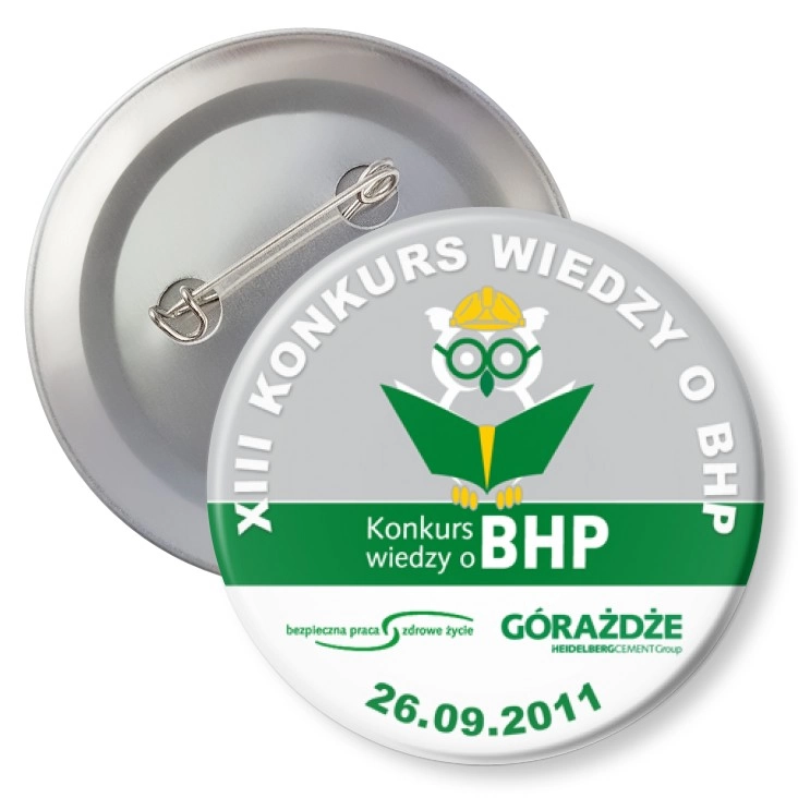 przypinka z agrafką XIII Konkurs Wiedzy o BHP