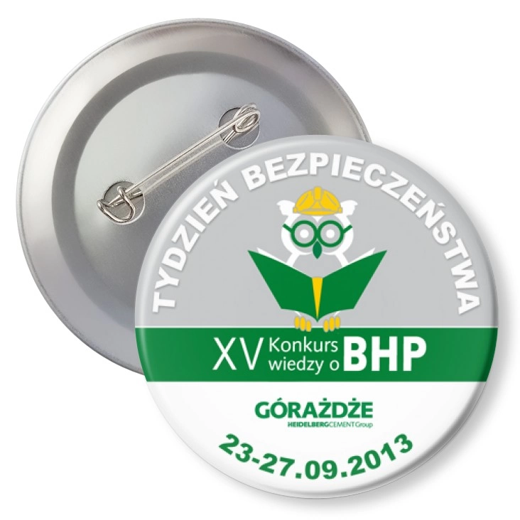 przypinka z agrafką XV Konkurs Wiedzy o BHP