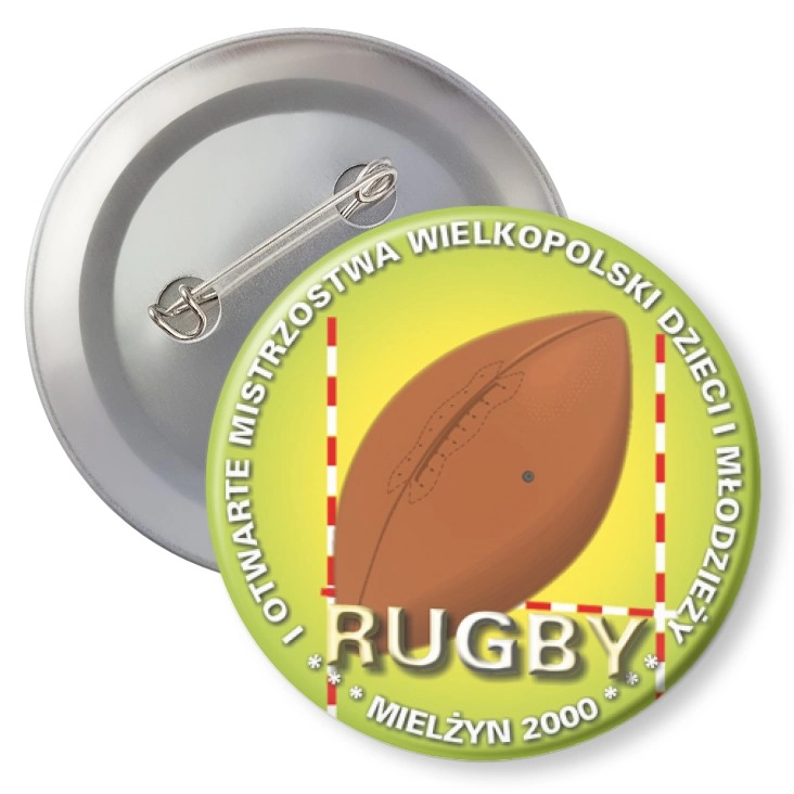 przypinka z agrafką RUGBY - I Otwarte Mistrzostwa Wielkopolski Dzieci i Młodzieży