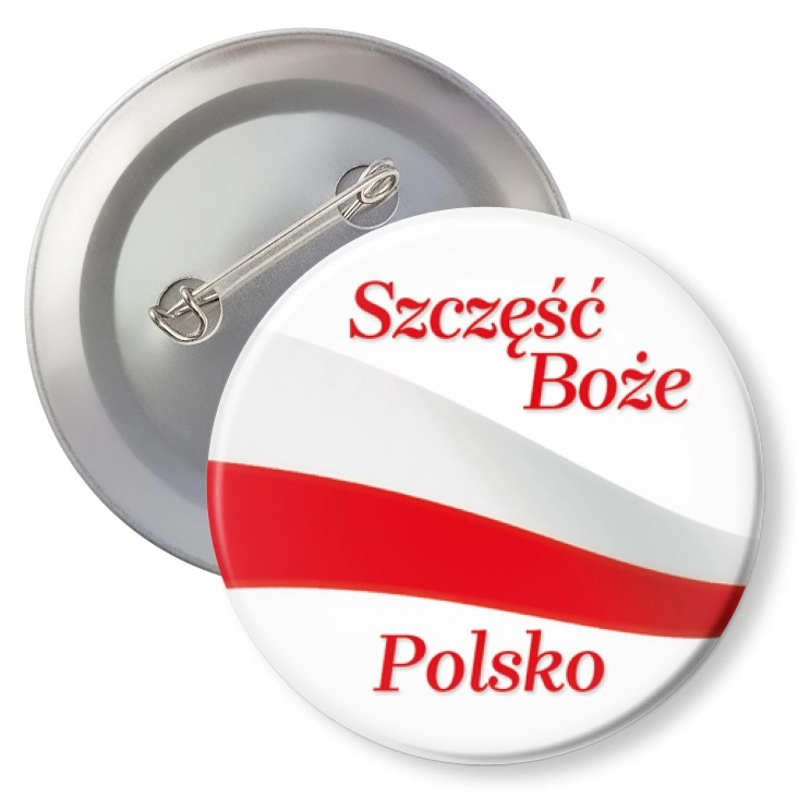 przypinka z agrafką Szczęść Boże Polsko