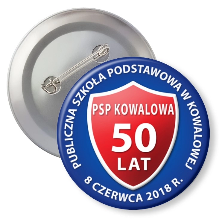 przypinka z agrafką Szkoła w Kowalowej 50 lat