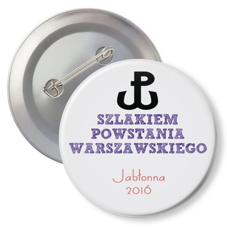 przypinka z agrafką Szlakiem Powstania Warszawskiego