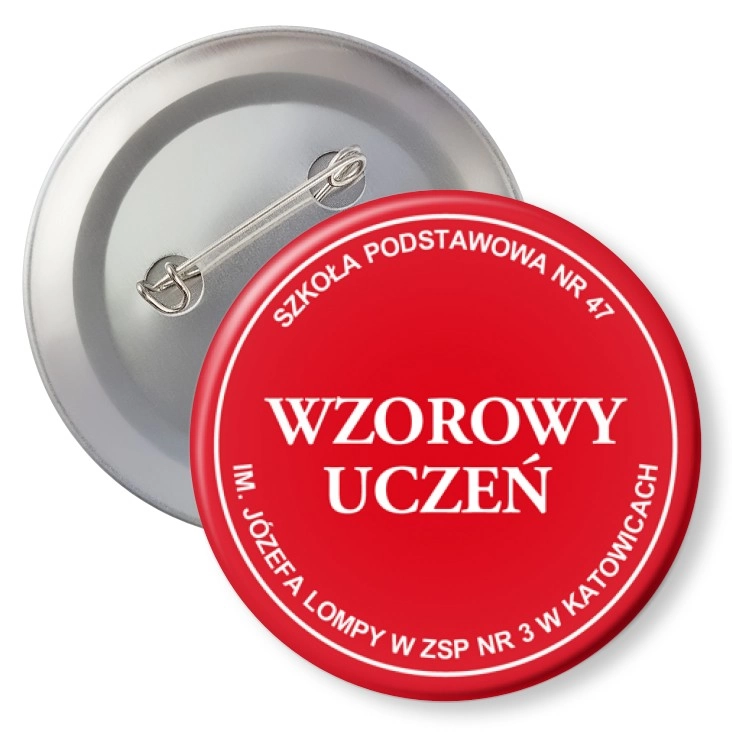 przypinka z agrafką Wzorowy uczeń