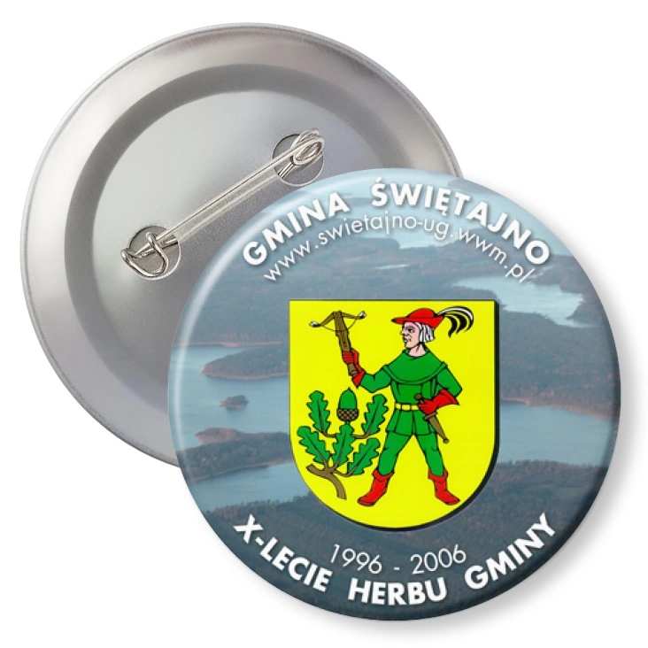 przypinka z agrafką X-lecie Herbu Gminy Świętajno
