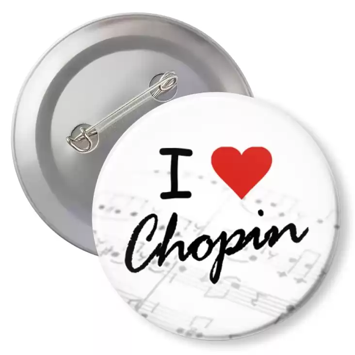 przypinka z agrafką I love Chopin