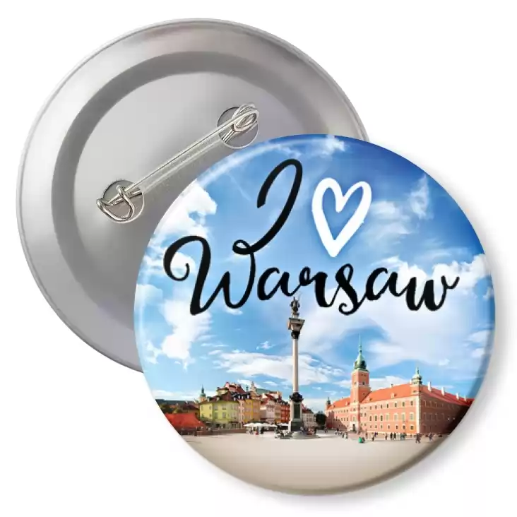 przypinka z agrafką I love Warsaw