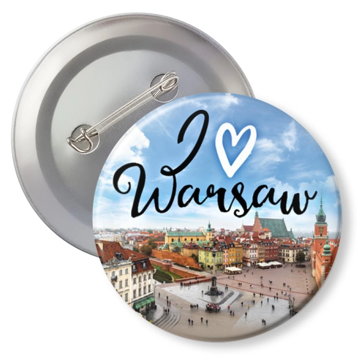 przypinka z agrafką I love Warsaw