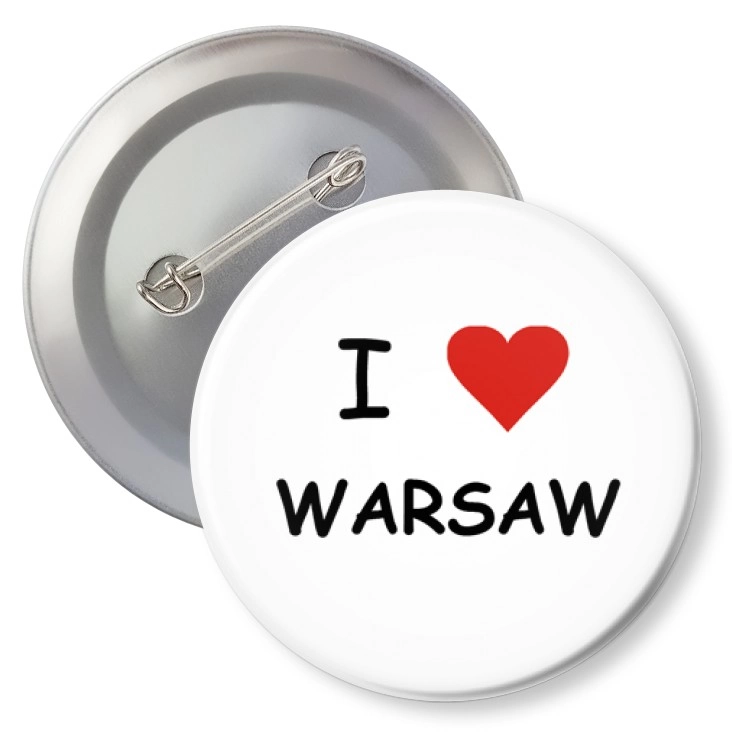 przypinka z agrafką I love Warszawa