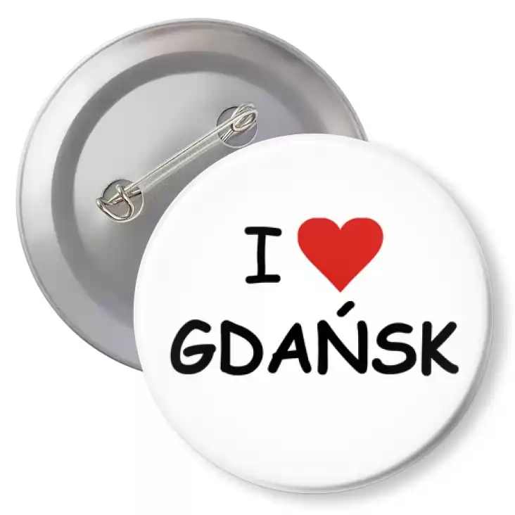 przypinka z agrafką I love Gdańsk