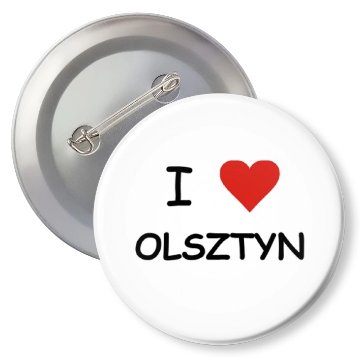 przypinka z agrafką I love Olsztyn