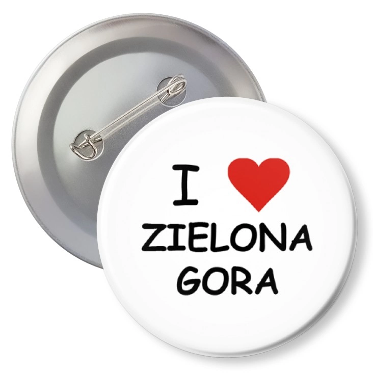 przypinka z agrafką I love Zielona Góra