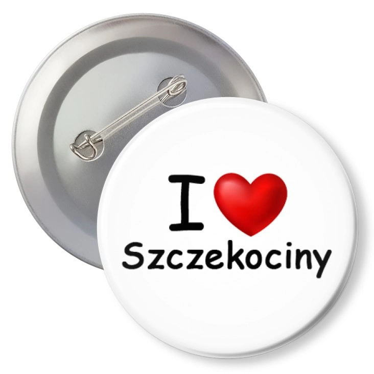 przypinka z agrafką I love Szczekociny