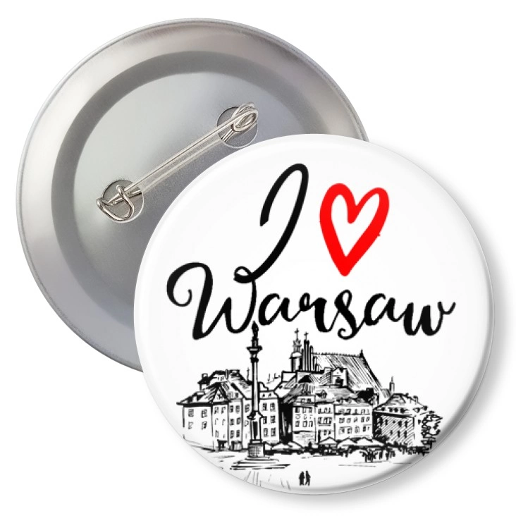 przypinka z agrafką I love Warsaw