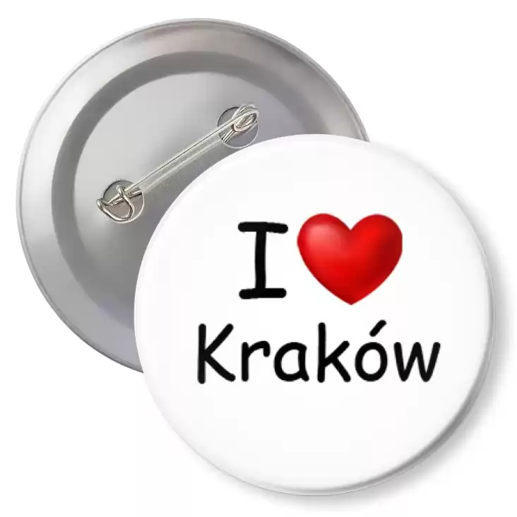 przypinka z agrafką I love Kraków